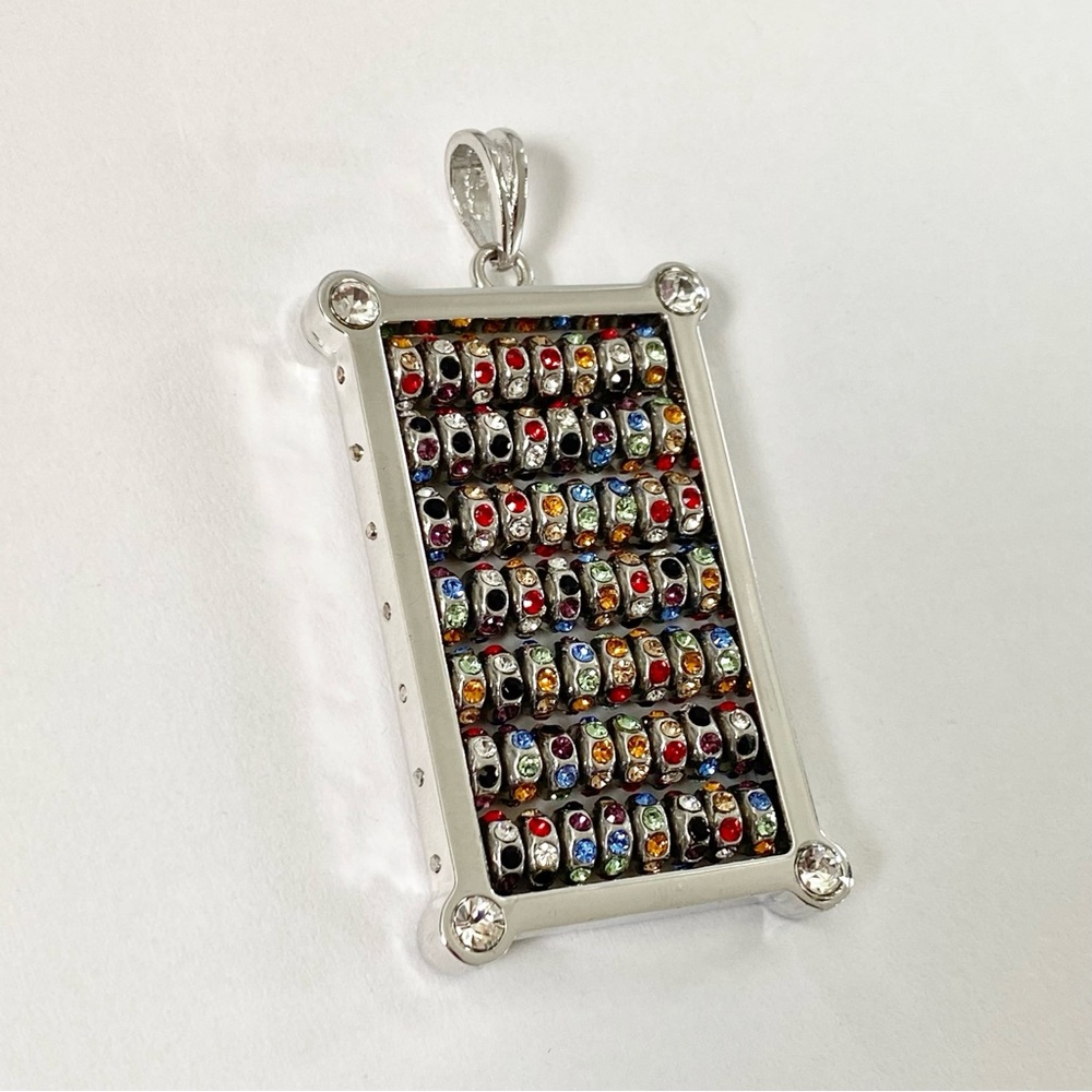 Abacus Pendant Swarovski Crystals Rainbow Multicolored Beads